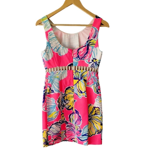 Lilly Pulitzer Floral and Seashell Print Barbie Pink Sleeveless Dress Size 00 - Picture 2 of 5